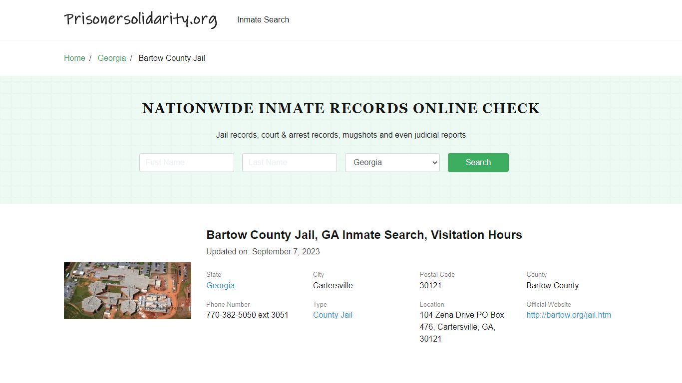 Bartow County Jail, GA Inmate Search, Visitation Hours